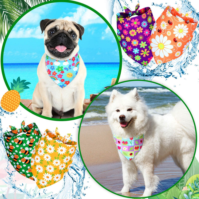 Sadnyy 40 Pcs Fall Dog Bandanas Bulk Flower Hawaiian Triangle Reversible Bandanas for Large Dog Adjustable Pet Kerchief Scarf Washable Cat Scarf for Summer Holiday Pets XL - PawsPlanet Australia