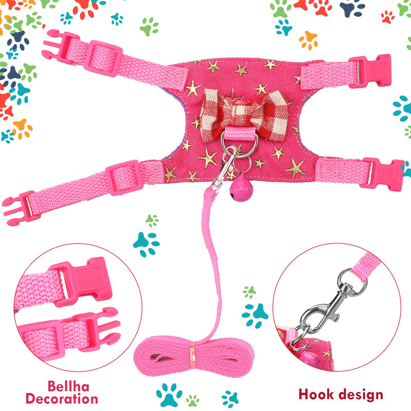 SATINIOR 2 Pieces Small Hamster Harness and Leash Set, Guinea Pig Clothes with Bowknot Bell and Bell Decor, No Pulling Comfort Padded Vest Striped for Guinea Pig Hamster Ferret Rats Blue Stripe S - PawsPlanet Australia