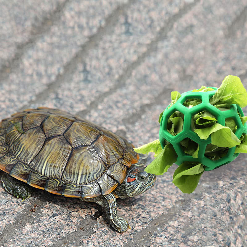 Tortoise Treat Ball Toy Hay Feeder Ball Hanging Feeding Grass Ball Fruit Vegetable Feeder Holder Foraging Toy for Small Animals Pet Tortoise Turtle Green