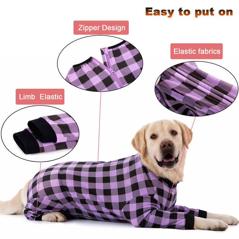 Dog Recovery Suit Full-Zipper After Post-Surgery Large Medium Dogs, Dog Bodysuit for Prevent Licking& Chewing Wounds Onesies Cone Alternative (Purple, 5X-Large) Purple - PawsPlanet Australia