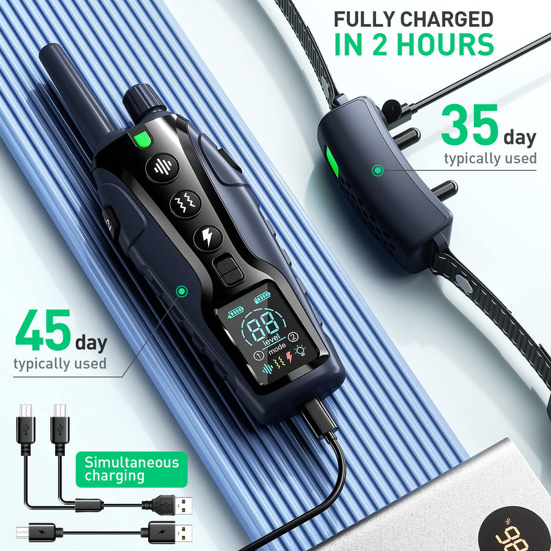Dog Shock Collar 2 Dogs(15-150lbs) with Flashing Light for Night Walks,4000FT Dog Training Collar Adjustable Pitch Beep(1-8), Vibration(1-16), Safe Shock(1-99), and Keypad Lock, Shock Collar for Dogs 2 Pack Black - PawsPlanet Australia