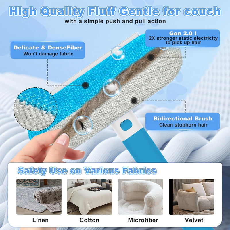 Multifunctional Pet Hair Remover tool, 4 in 1-Reusable Washable Long Handle Dog&Cat Fur Hair Remover for Furniture,Carpet,Couch,Clothes,Bedding,Car,Window,Better than Lint Rollers, with 2 Scrapers - PawsPlanet Australia