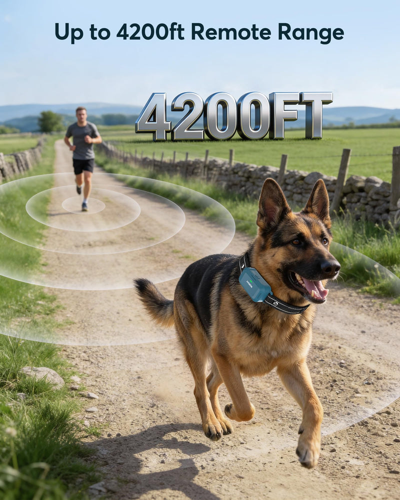 Jugbow Dog Shock Collar - 4200FT Dog Training Collar with Remote, IPX8 Waterproof Electric Collar with 4 Training Modes, Security Lock, Rechargeable e-Collar for Dogs 10-120lbs Blue - PawsPlanet Australia