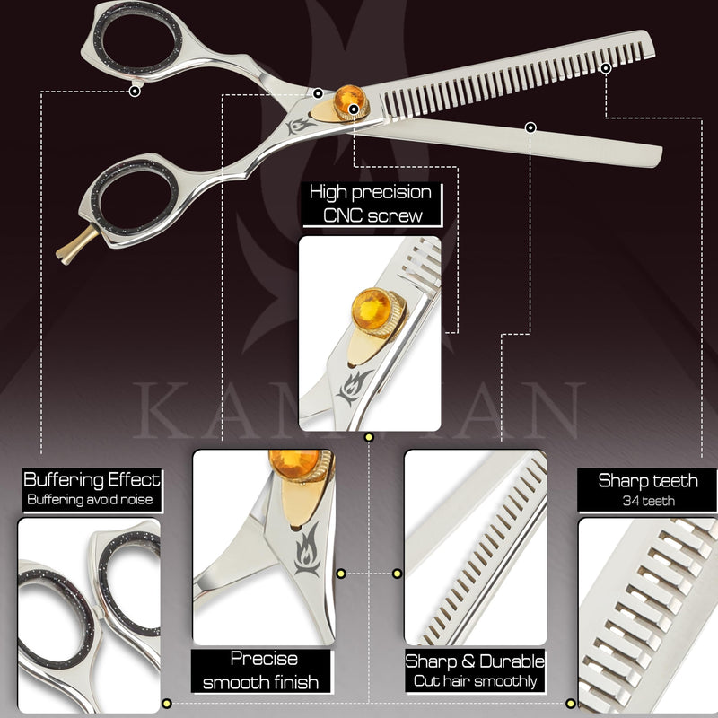 Dog Grooming Scissors – 7.5” Thinning Shears with 34 Teeth, Chunkers for Dogs & Cats, Precision Cut with 440C Stainless Steel, Designed for Groomers and Pet Owners Polish Thinning - PawsPlanet Australia