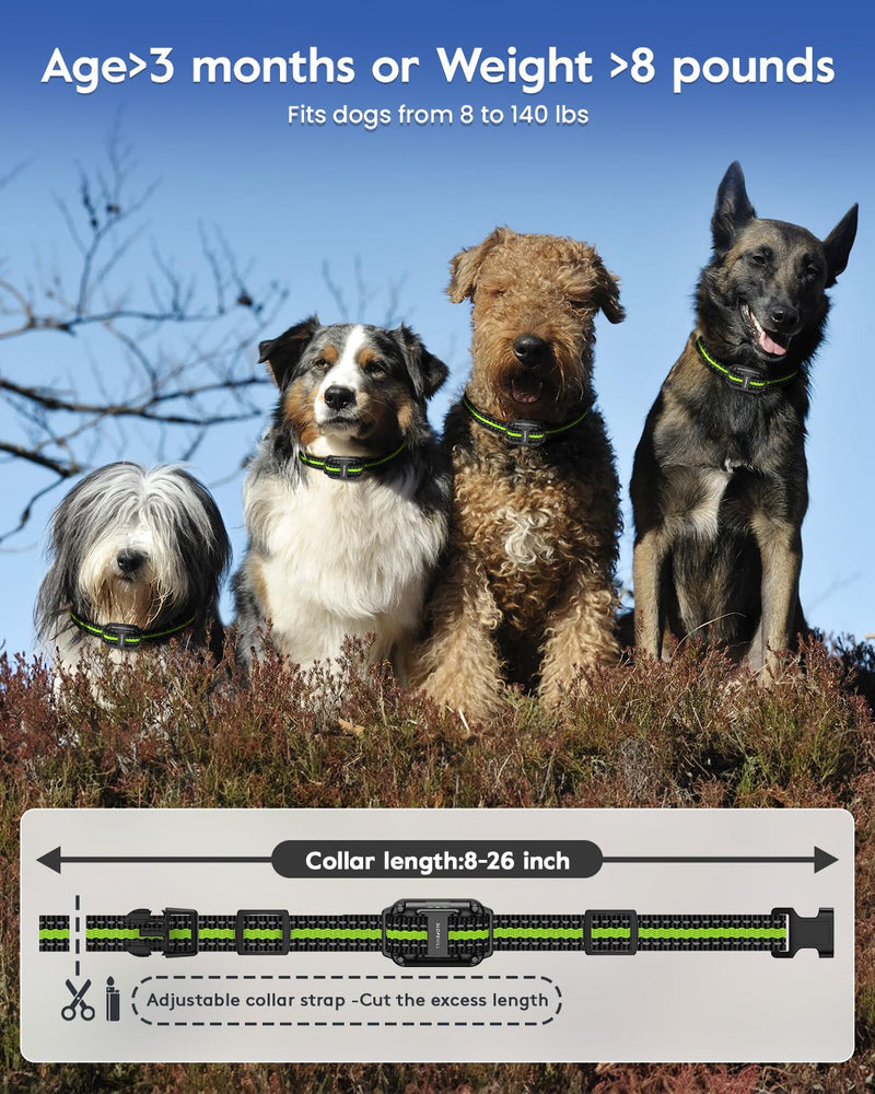 Dog Training Collar with 7 Training Modes, 4200Ft Remote Electronic Dog Shock Collar, Electric Shock Collar for Small Medium Large Dogs (Green) Green - PawsPlanet Australia