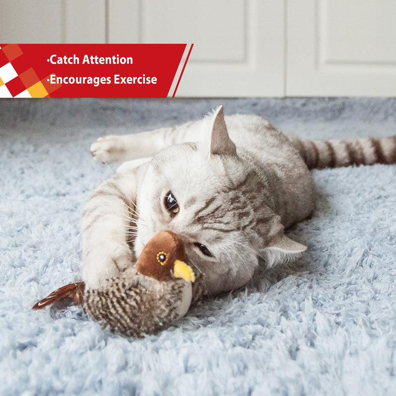 Gigwi Interactive Electronic Cat Toy (Not Flapping), Automatic Chirping Bird Cat Toy Squeaky with Feather Tail, Melody Chaser Toy Bird for Cats to Play Alone, Play and Squeak Kitten Toy for Boredom - PawsPlanet Australia