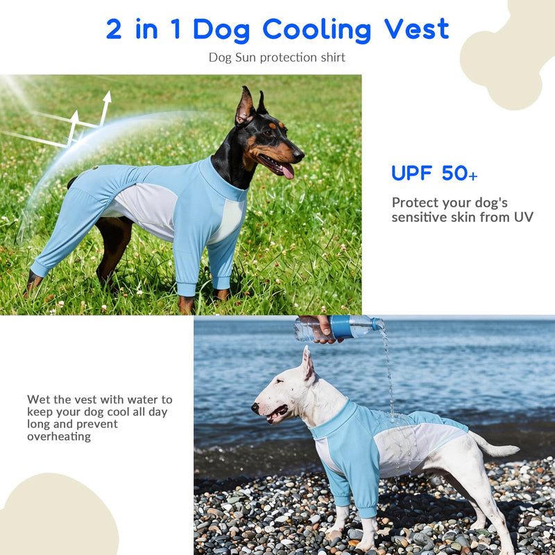 ROZKITCH Dog Onesie, Four Leg Full Body Suit Summer Cool Dog Surgery Recovery Suit Shedding Shirt Sun Protective Shirt Lightweight Stretch Pyjamas Summer Vest(Yellow, 4XL) Blue 4XL