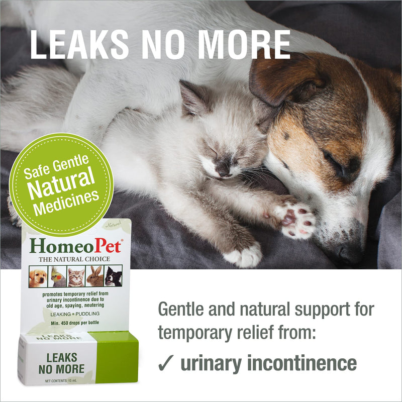 HomeoPet Leaks No More, Safe and Natural Cat and Dog Urinary Incontinence Relief, Pet Incontinence Medicine, 15 Milliliters