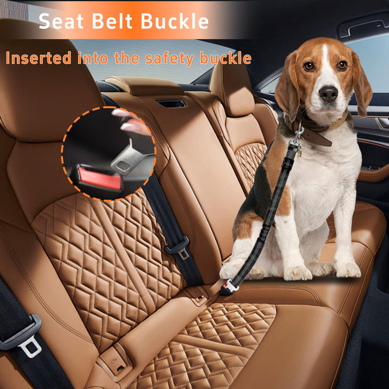 Dog Car Seat Belt for Car, 3 Piece Set Retractable Dog Car Harness Adjustable Reflective Dog Seatbelt for Vehicle Headrests, Dog Safety Restraint Seatbelt Heavy Duty& High Elastics, Black 01-2PCS Black - PawsPlanet Australia