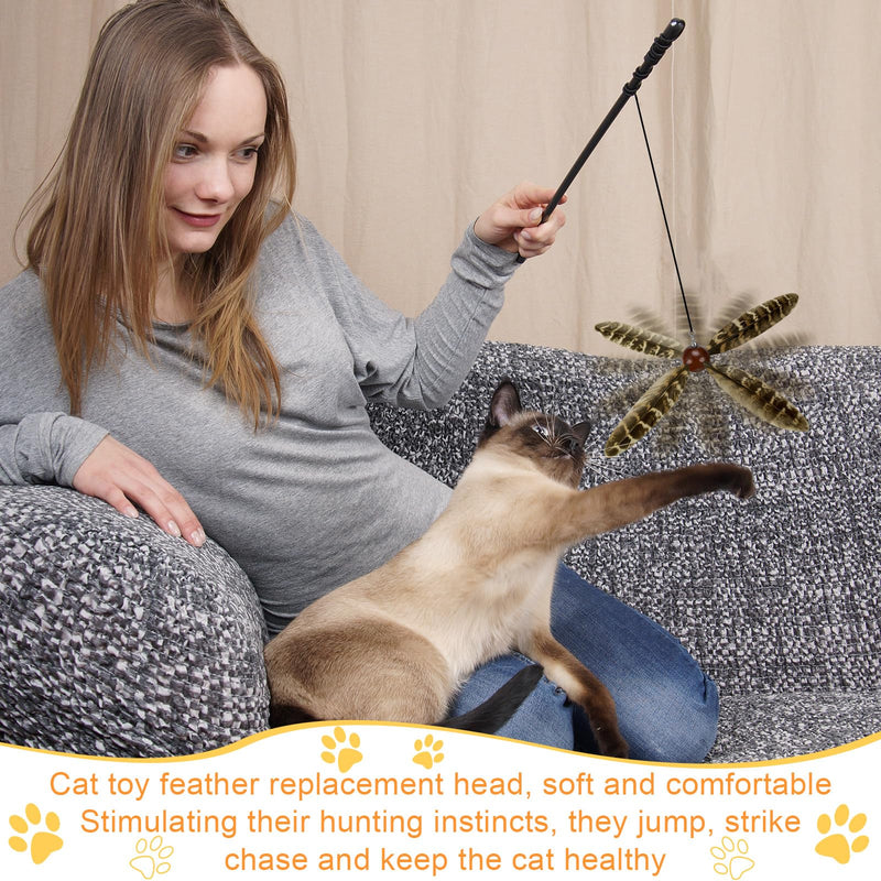 8 Pcs Cat Feather Propeller Refills Propeller Cat Toy Refills Cat Toy Feather Replacement Cat Wand Attachments - PawsPlanet Australia