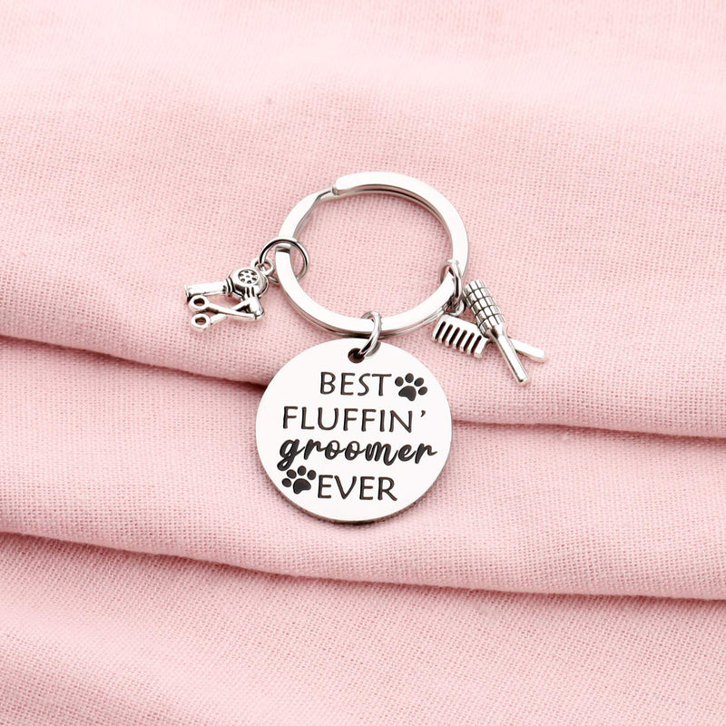 Dog Groomer Jewelry Dog Groomer Gift Dog Grooming Jewelry Pet Groomer Gift Best Fluffin' Groomer Ever Keychain - PawsPlanet Australia