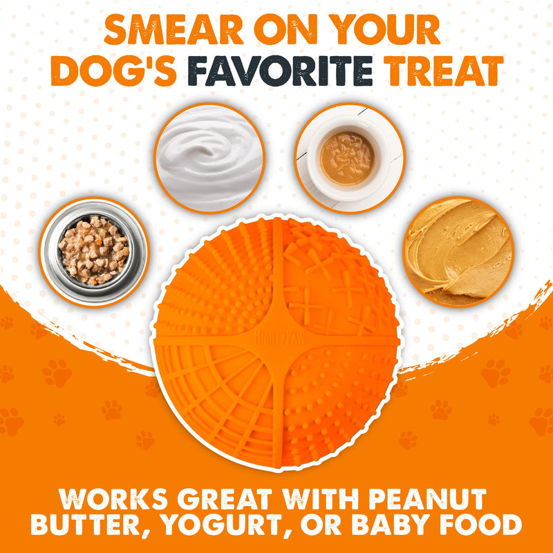 Mighty Paw Dog Slow Feeder Bowl - Interactive BPA-Free Silicone Lick Bowl for Dogs - Easy to Clean, Keeps Dogs Entertained, Provides Mental Enrichment Orange - PawsPlanet Australia
