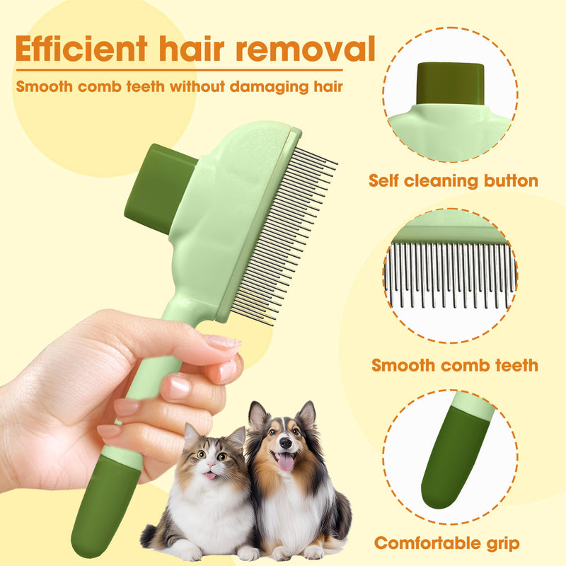 Cat Hair Brush & Dog Brush, Deshedding Brush for Long or Short Haired Pets, Removes Loose Fur, Durable Stainless Steel & ABS Design (green) green - PawsPlanet Australia