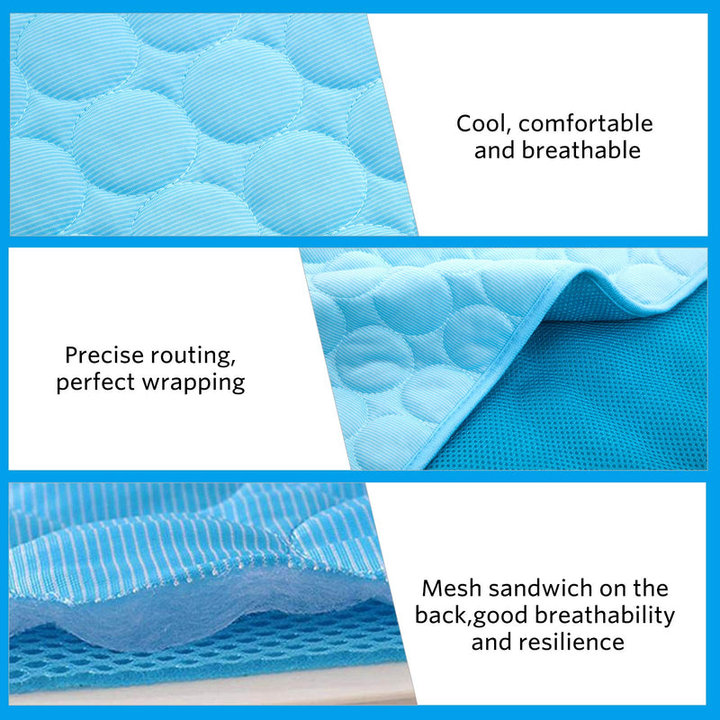 Mannice Dog Cooling Mat, Pet Cooling Mat for Dogs Cooling Blanket for Dogs Dog Cooling Pad for Kennels, Crates, Cars, Indoor & Outdoor Ice Silk Cooling Mat for Extra Large Dogs (Blue, XL(40 * 28")) Blue XL(40*28") - PawsPlanet Australia