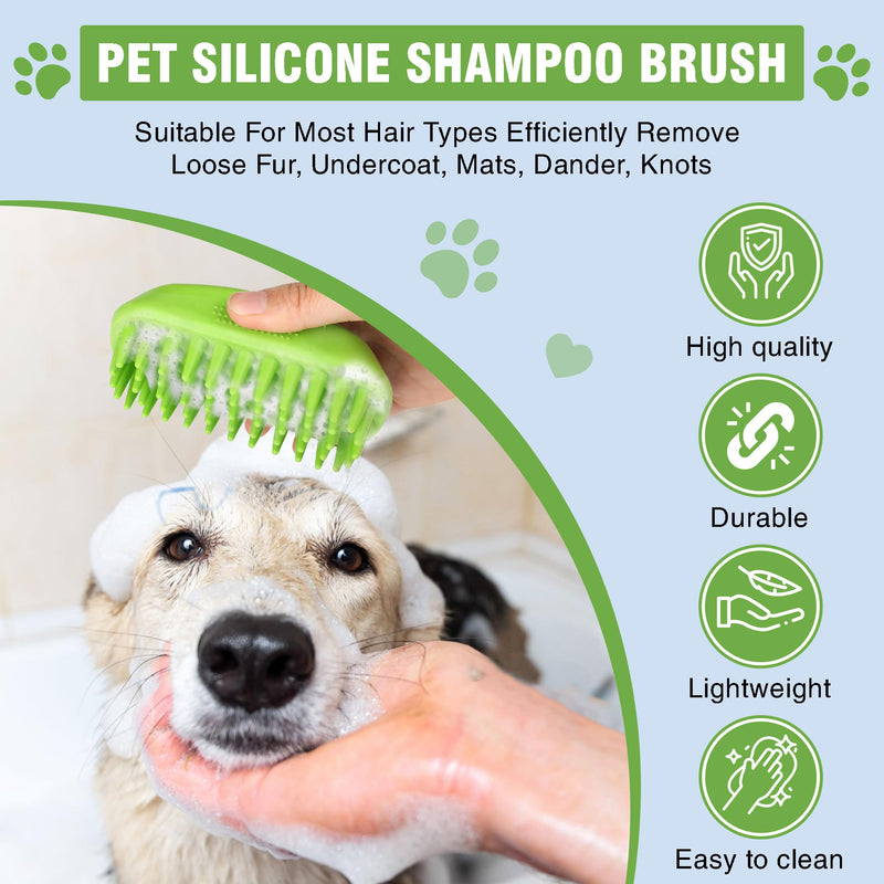 Dog Shampoo Brush & Dog Shower Brush, Upgraded Pet Grooming Bath Brush with Soft Silicone Bristles, Adjustable Handle Massage Comb for Long & Short Hair Dogs and Cats Pet Silicone Shampoo Brush - PawsPlanet Australia