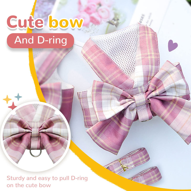 Small Dog Harness with D-Ring, Soft Mesh, Adjustable - Set Includes Puppy Pet Harness and Leash M?Chest between13‘’-14.1‘’) pink - PawsPlanet Australia