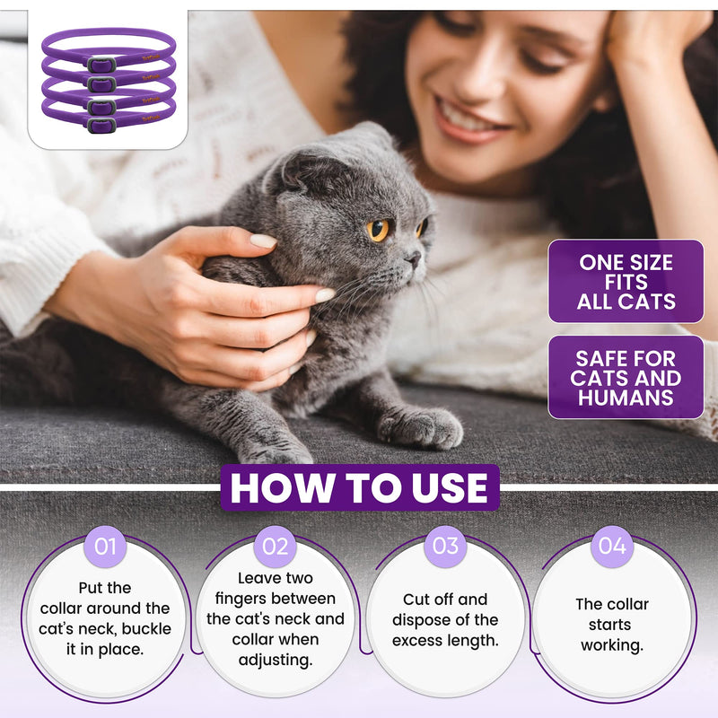 Cat Calming Collar: Premium Pheromone Collar for Cats - Calming Collar for Cats -Cat Calming Collar - Cat Pheromones Calming Collar, Relief Cat's Stress and Anxiety, 4 Pack