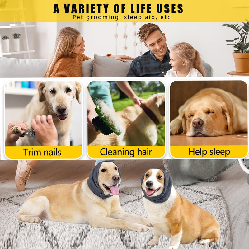 Dog Snood Ear Protectors Comfort Pet Ear Muffs Noise Protection Calming Hood Dog Neck and Ears Warmer Ear Covers for Anxiety Relief and Calming (Gray, S) Gray