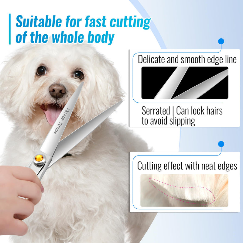Fenice Professional Dog Grooming Scissors: 7 inch Straight Shears for Dogs Trimming Made Of Japanese 440C Stainless Steel Yellow Diamond 7.0 inch - PawsPlanet Australia