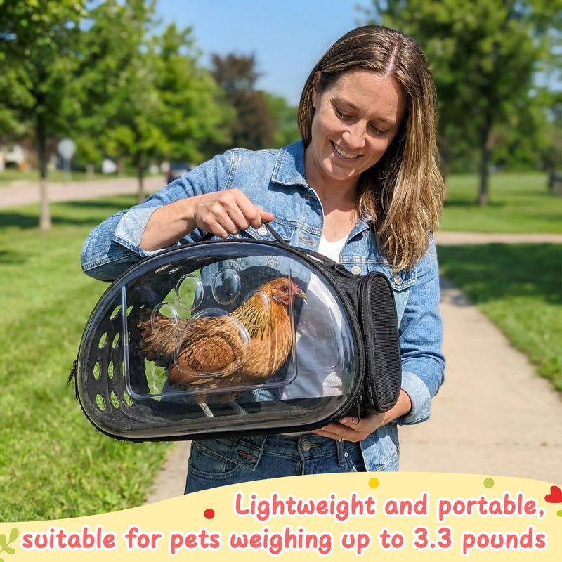 Hsei Small Pet Carrier Bag Portable Small Animal Travel Bag with Clear Side Panel Shoulder Strap for Hamster Chinchilla Rabbit Hedgehog Sugar Bird Lizard
