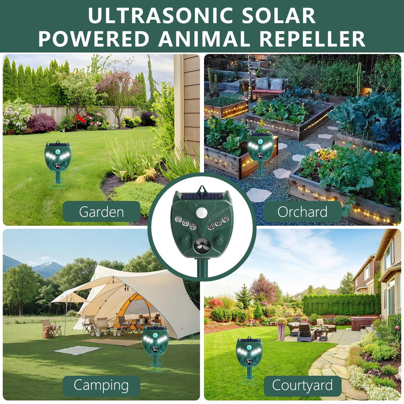 Solar Ultrasonic Animal Repellent Outdoor - NAVISOVL - Cat, Squirrel, Deer Repeller, Motion Sensor&Flashing Light, Repel Dogs,Boar,Deer,Fox,Raccoon,Skunk,Rabbit,Bird Deterrent for Yard&Farmland 1 - PawsPlanet Australia