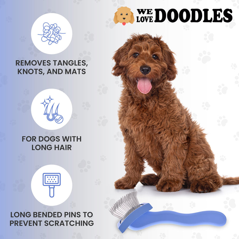 We Love Doodles Dematting & Curved Grooming Brush Bundle - Detangler and Soft Pin Comb Tool for Dogs - PawsPlanet Australia
