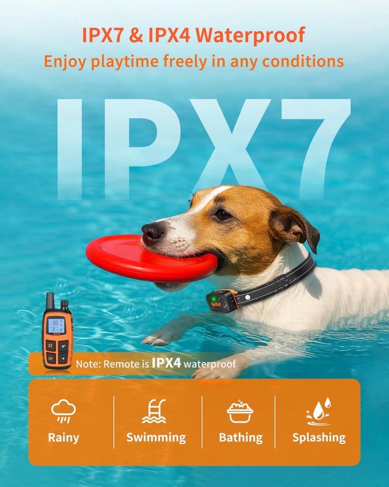 BarKar Dog Shock Collar with 4 Training Modes, IPX7 Waterproof Dog Training Collar with IPX4 Remote, 2600FT Electric Collar with Beep, Shock, Vibration & Shock Boost for All Breeds