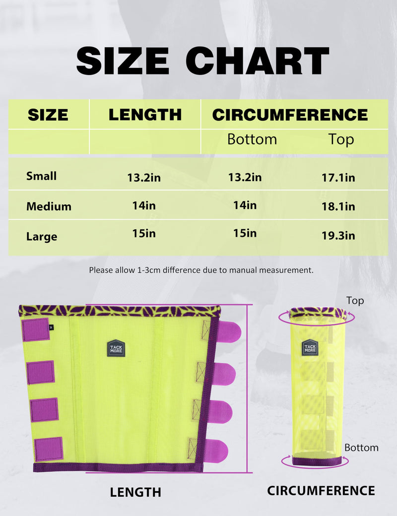 Tackmore Horse Fly Boots with Patterned Fleece Trim, Reduce Rubbing Fly Boots of 4 Summer Protective Leg Boots M Summer Lime