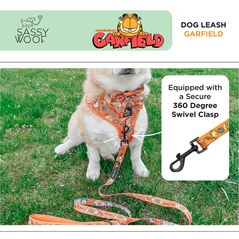 Sassy Woof Garfield™ Dog Leash 60-Inch with Neoprene Padded Handle - Comfortable, Durable, and Stylish for Small to Large Dogs - Officially Licensed