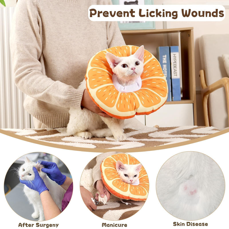 Cat Cone Collar Soft, Medium Waterproof Cat Recovery Collar for Wound Healing After Surgery or Neutering Alternative to Elizabethan Collars Medical Neck Cone for Cats and Puppies Orange