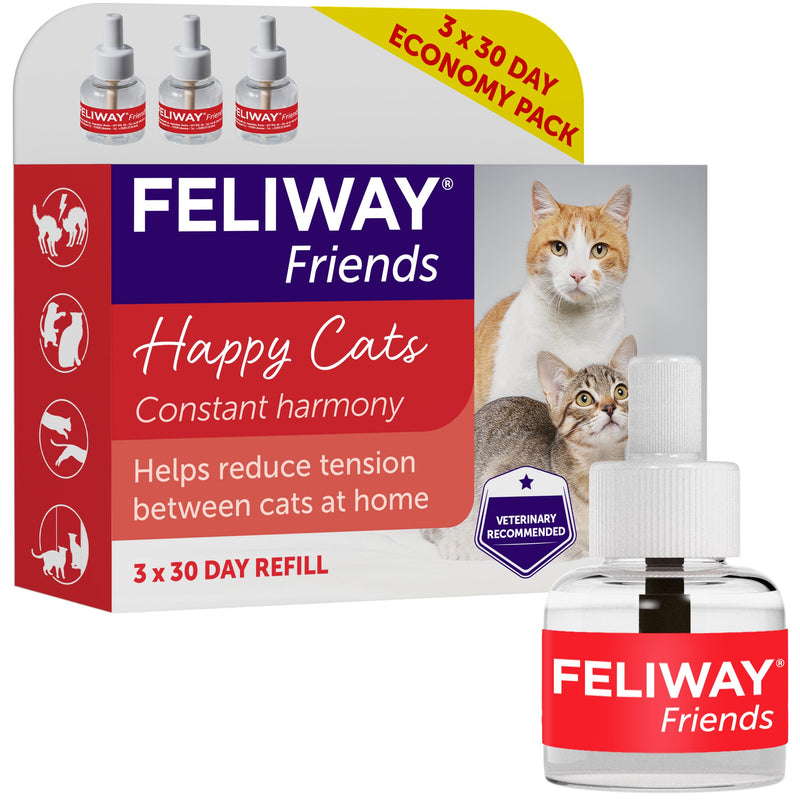 FELIWAY Friends 30 Day Refill , helps to reduce conflict in multi-cat households, helping cats get along better - 48 ml (Pack of 3),Packaging may vary