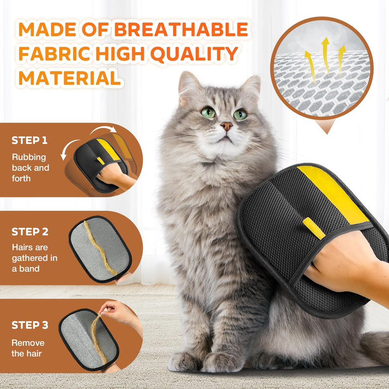 Reusable Pet Hair Remover Gloves – Electrostatic Lint & Fur Removal, Machine Washable Cleaning Gloves for Furniture, Clothes & Car(Black) Black - PawsPlanet Australia