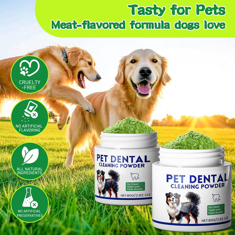 Mimo Style Dog Dental Powder, Dog Teeth Cleaning Powder, Targets Tartar & Reduces Plaque & Bad Breath - Teeth Cleaning Made Easy Eliminate - Meat-Flavored Formulated (Green) - PawsPlanet Australia
