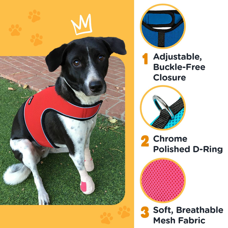 Bark Appeal Red Plaid Wrap N Go Dog Harness for Small-Medium Pets – Soft Solid Mesh Vest Harness for Dogs, Puppies, Kittens & Cats – Easy Buckle-Free Design for a Comfortable Fit – Medium - PawsPlanet Australia