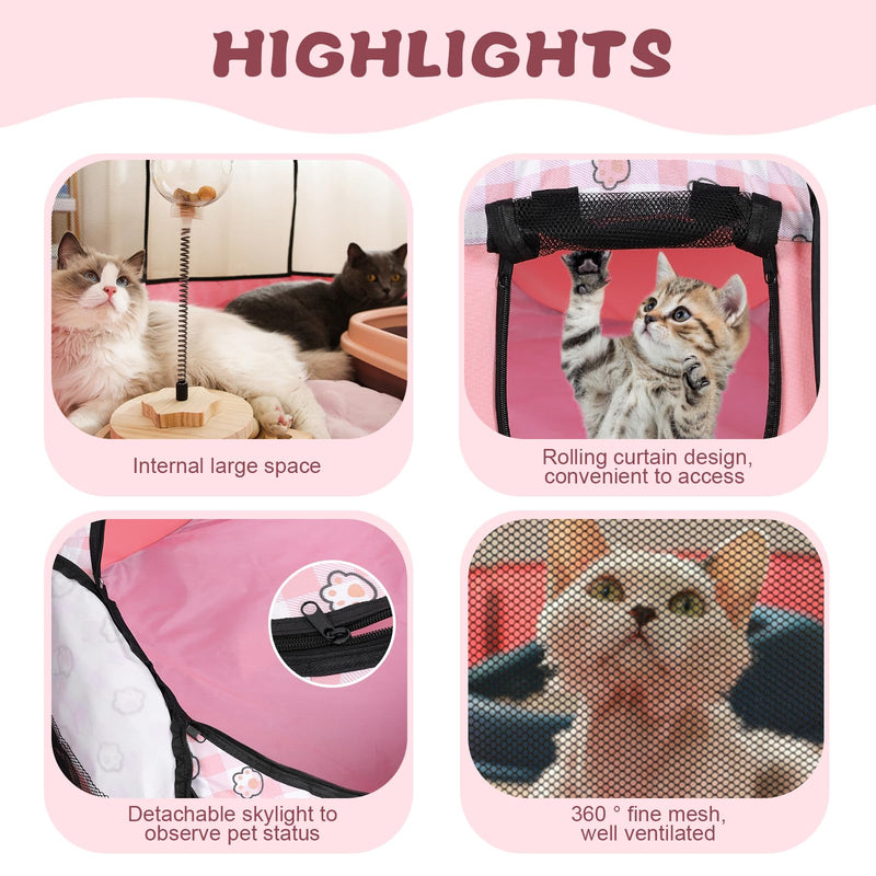 Lucky Monet Foldable Dog Playpen Cat Puppy Playpen Indoor Pop Up Pet Animal Playpen Outdoor Kennel Cage Pen Tent for Small Medium Dog Puppy Cat Kitten Rabbit - Small, Pink Small(29"x29"x16")