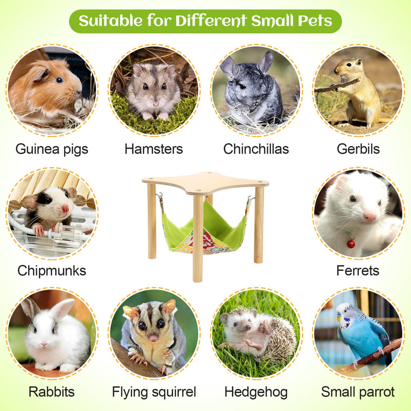 Alphatool Guinea Pigs Hammock with Durable Wooden Stand- Double-Sided Hanging Hammock Bed for Chinchilla Rat Hamster Bunny Ferrets Sleeping Hiding Medium