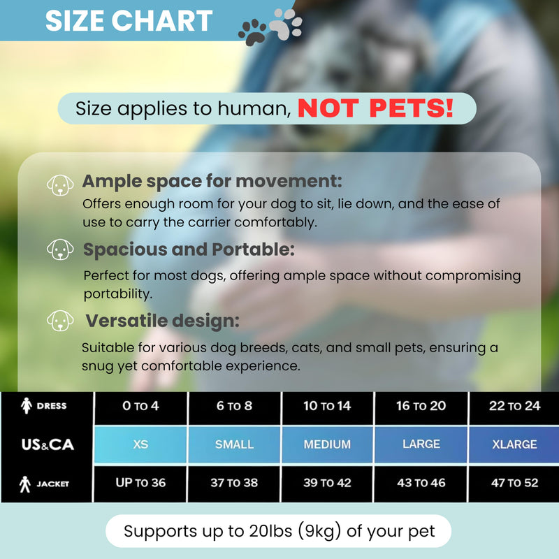 Pet K’tan Anti Anxiety Wearable Cat & Dog Carrier – Hands-Free Front Facing Adjustable Pet Cuddler Sling for Small to Medium Pets & Puppies up to 20 lbs | Pawquamarine | X-Small X-Small (2-4) - PawsPlanet Australia