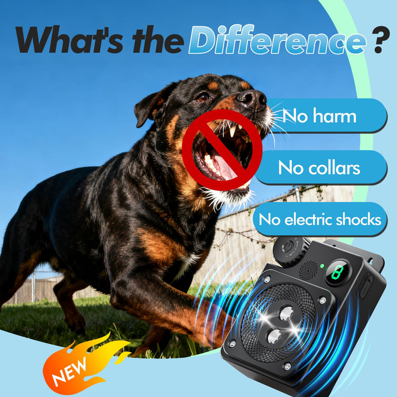 Anti Barking Device for Dogs, Ultrasonic Dog Bark Deterrent Devices, Dog Barking Deterrent Devices,3 Modes Ultrasonic Bark Box, Dog Barking Stopper Long Range 50ft, for Indoor & Outdoor Use Black