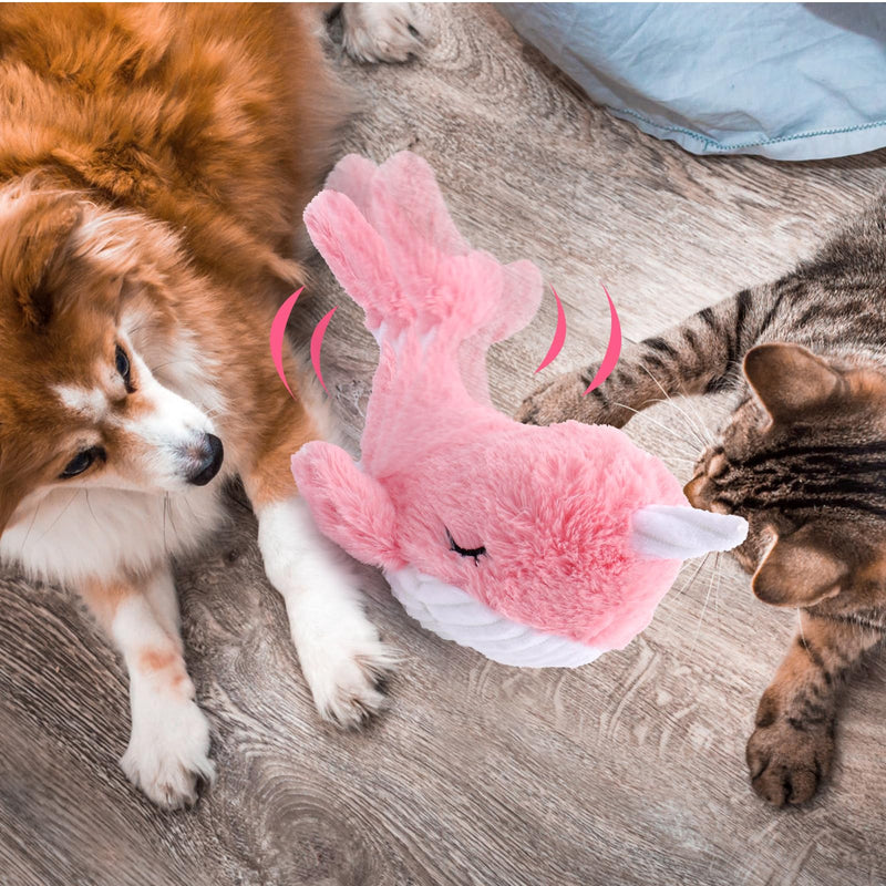 BABORUI Interactive Dog Toys Whale, Floppy Squeaky Dog Toys, Rechargeable Moving Dog Chew Toys for Small/Medium/Large Dogs/Puppy to Keep Them Busy (Pink) - PawsPlanet Australia