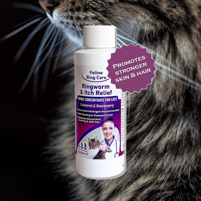 FlexTran Feline Ring Care | Control & Help with Cat Ringworm, Mange, Dermatitis, Dog Paw Yeast. Also works on Dogs, Hamsters, Guinea Pigs, Rabbits, etc. Makes 32 oz of spray for Cats and Itch Relief