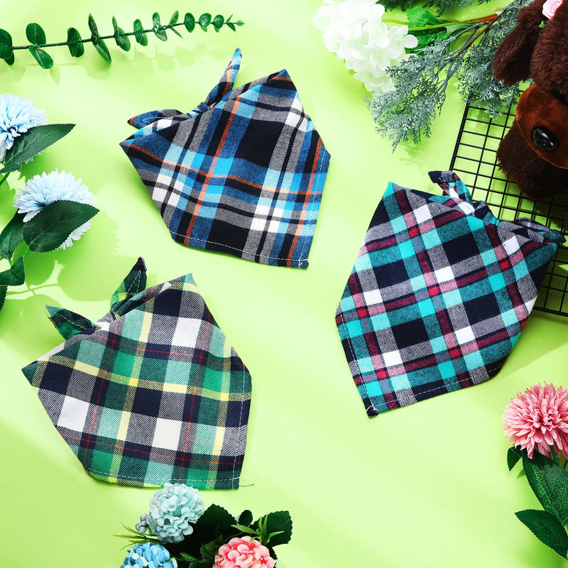 Tegeme 50 Pcs Christmas Triangle Pattern Dog Accessories - Washable Bandanas with Drool Guards for Small to Large Dogs. Boys & Girls, Christmas, Plaid - PawsPlanet Australia
