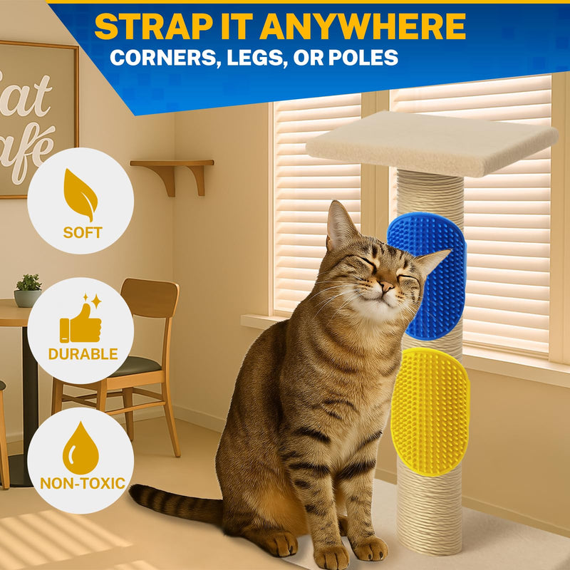 5PCS Pet Cat Grooming Brush, Adjustable Silicone Grooming Brush, Cat Self-service Scratcher, Silicone Grooming Belt Pad, Suitable For Cats (Self-service And Handheld) - PawsPlanet Australia