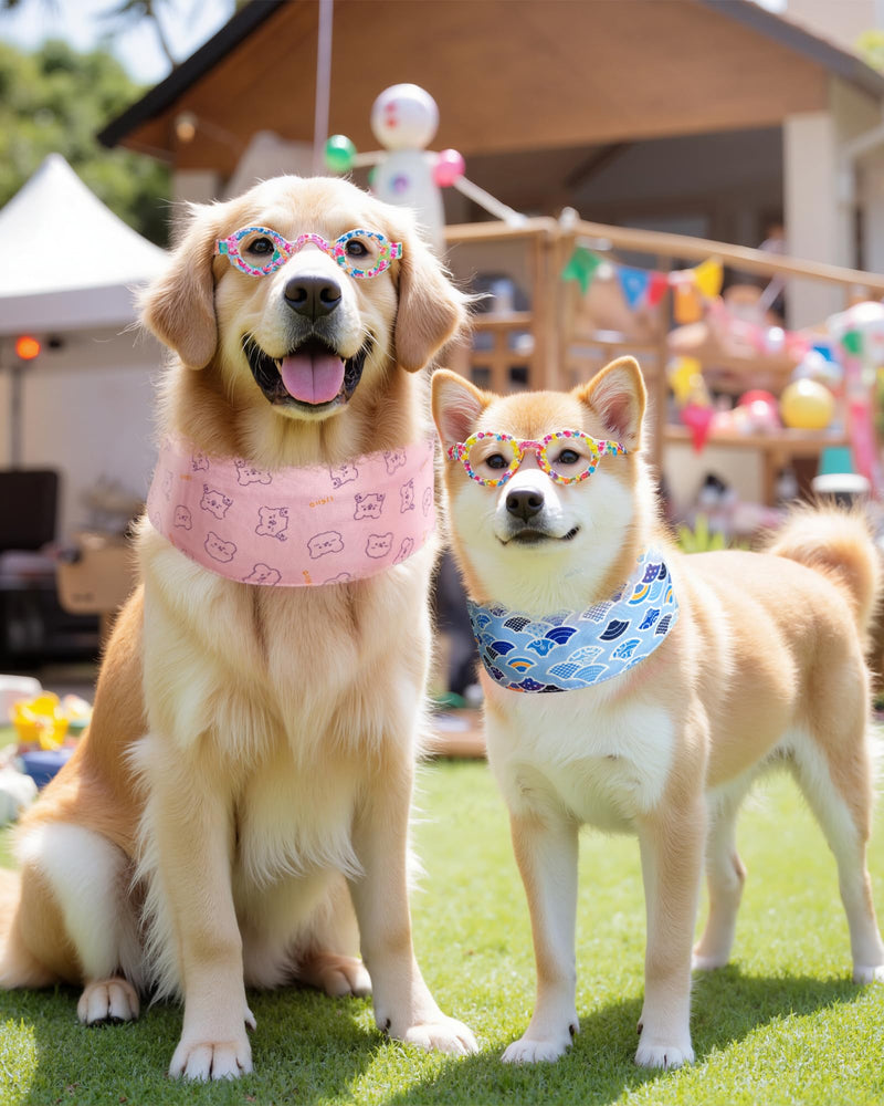 Hosiwei Dog Cooling Collar with Ice Packs - Adjustable Pet Cooling Bandana for Summer, Reusable & Freezable Neck Wrap Scarf for Dogs - Hot Weather Chill Out Accessory Blue Wave Medium