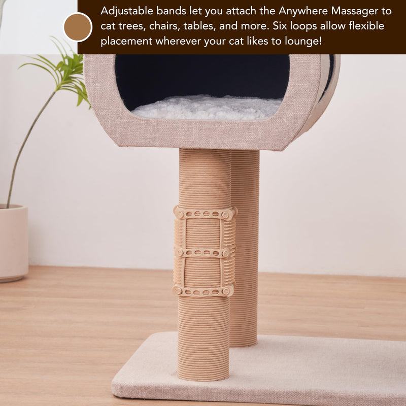 2Pcs PetPals Anywhere Cat Massager with Adjustable Bands and Soft Silicone Bristles, Fits Cat Trees, Furniture & More, Soothing, Easy-to-Clean Grooming Tool for Indoor Cats B-Beige - PawsPlanet Australia
