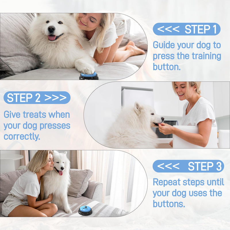 Dog Buttons Talk,Updated 8 Pack Dog Communication Buttons,Recordable Talking Training Buttons for Dogs,30 Seconds Voice Dog Speaking Buttons with Dog Bath Brush Set A-8 Pack - PawsPlanet Australia