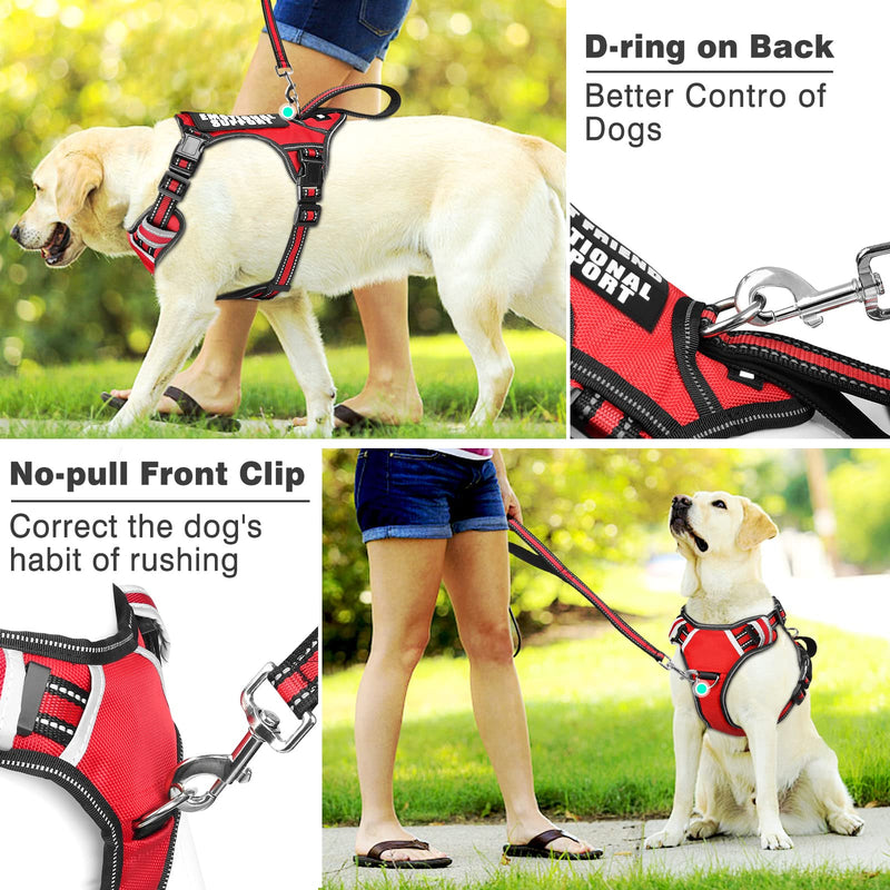 WINSEE Service Dog Vest No Pull Dog Harness with 7 Dog Patches, Reflective Pet Harness with Durable Soft Padded Handle for Training Small, Medium, Large, and Extra-Large Dogs Red - PawsPlanet Australia
