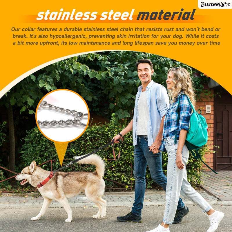 Prong Collar for Dogs - Adjustable Pinch Collar with PVC Coated Strap & Stainless Steel Chain - Safe Dog Training Collar for Large Dogs - Choke Collar with Soft Rubber Tips (Black) Black - PawsPlanet Australia