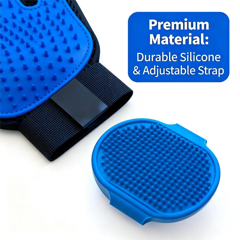 Cat & Dog Grooming Gloves – 1 Pair Deshedding Tool with Pet Massage Bath Brush, Gentle Hair Remover & Massage Mittens, Suitable for All Fur Types (Blue) - PawsPlanet Australia