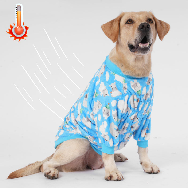 LovinPet PJS for Pit Bulls - Warm Pajamas for Dogs, Soft & Upgraded Lightweight Fabric Blue Happy Tossed Hippo Prints Clothes, Fashionable Dog Flannel Shirt, Suitable for Large Dog Breeds, Blue L Hippo Blue - PawsPlanet Australia
