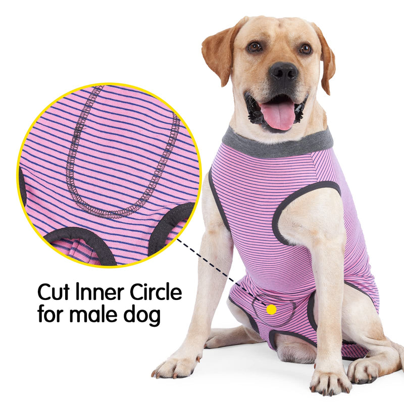 HEYWEAN Dog Recovery Suit Spay Suit for Female Dog Bodysuit After Surgery Dogs Onesie for Surgery Male Dogs Surgical Vest Substitute Recovery Collars Pink Striped L
